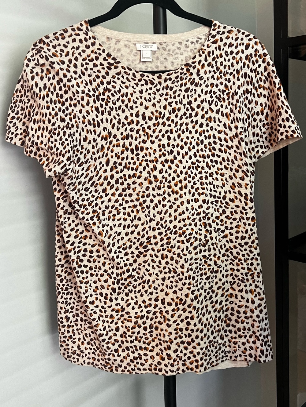 J. Crew Leopard Print Short Sleeve Tee in Cream and Brown